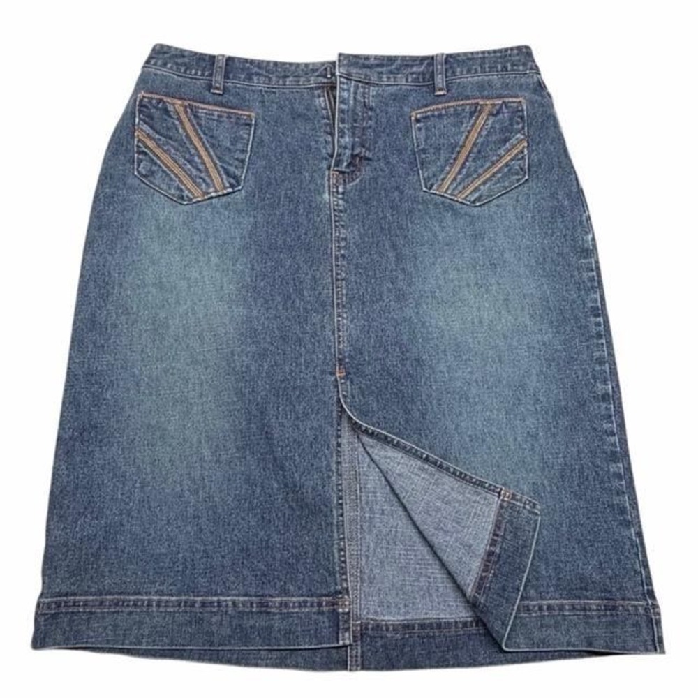 Venezia Brown Contrast Trim Midi Jean Skirt